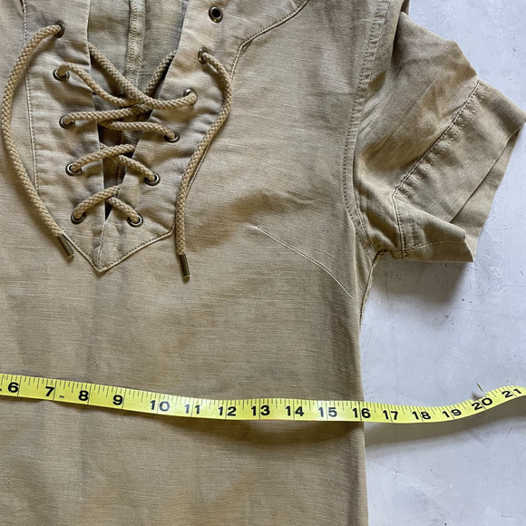 J Crew Lace-Up Coastal Minimalist Preppy Resort Safari Shirt Dress Size 00 - Picture 10 of 11